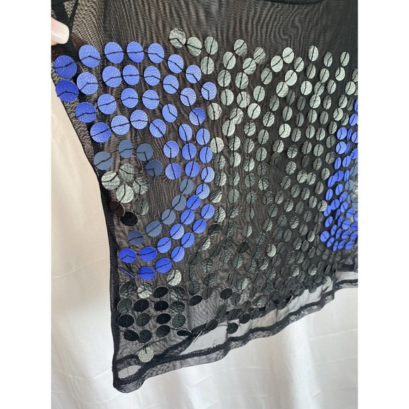 Moda International black Mesh See Through Tank Top leather circles sew on sz M - Picture 4 of 7